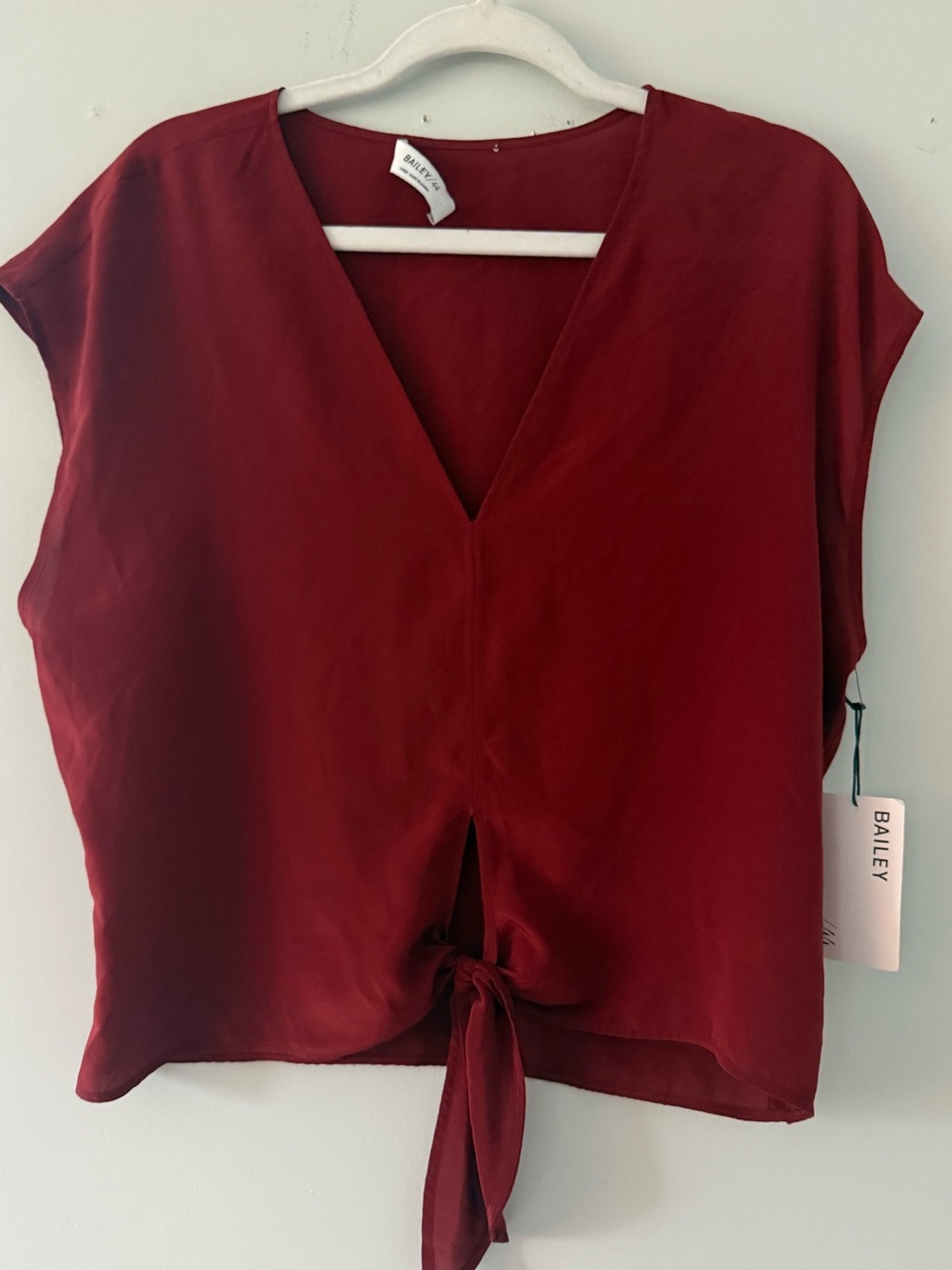 Bailey 44 NWT 100% Silk Burgundy Red Blouse